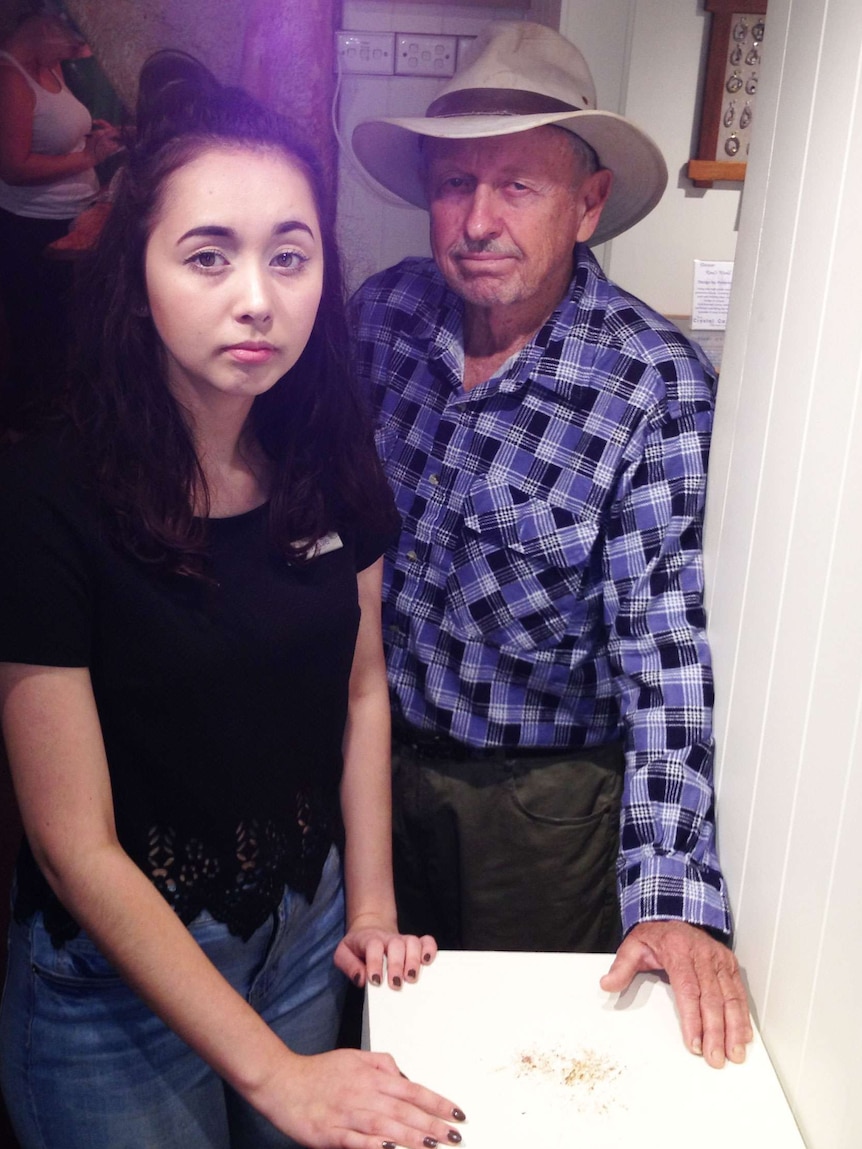 Jessie and Stuart Foster at an Atherton museum in far north Queensland where a meteorite was stolen from.