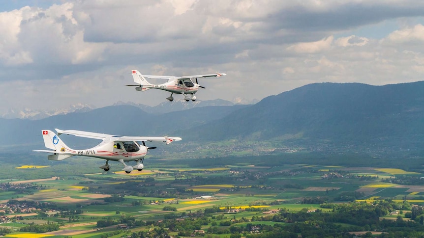 Handiflight's round the world journey started from Switzerland with two aircraft.
