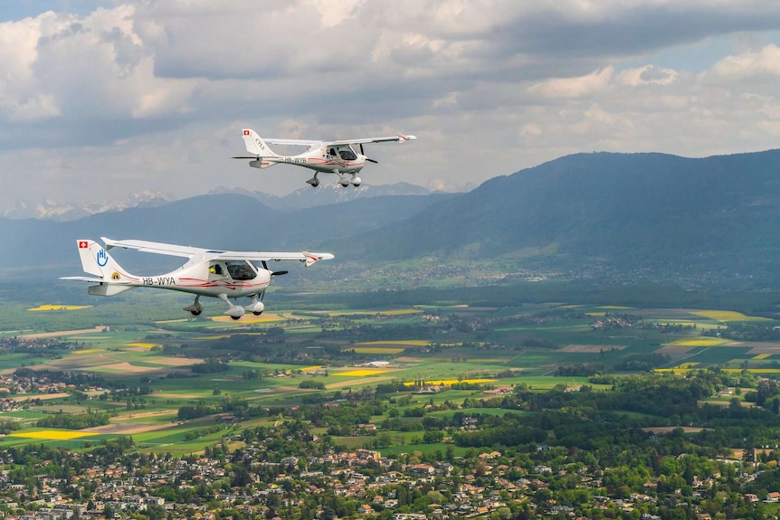 Handiflight's round the world journey started from Switzerland with two aircraft.