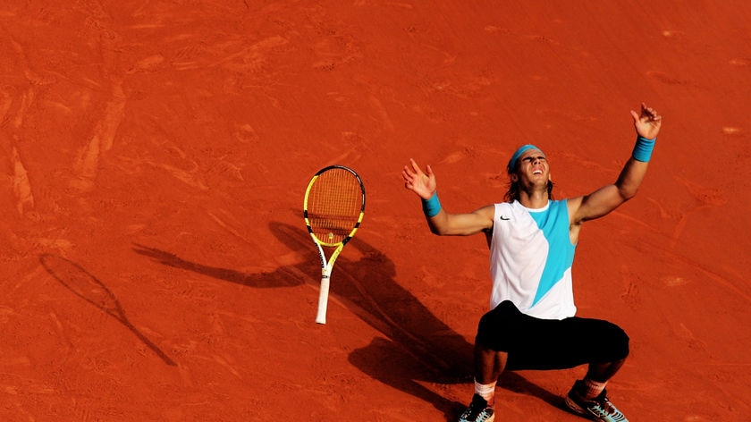 Emotional moment: Nadal finished the clay season with a perfect 22-from-22 record. (file photo)