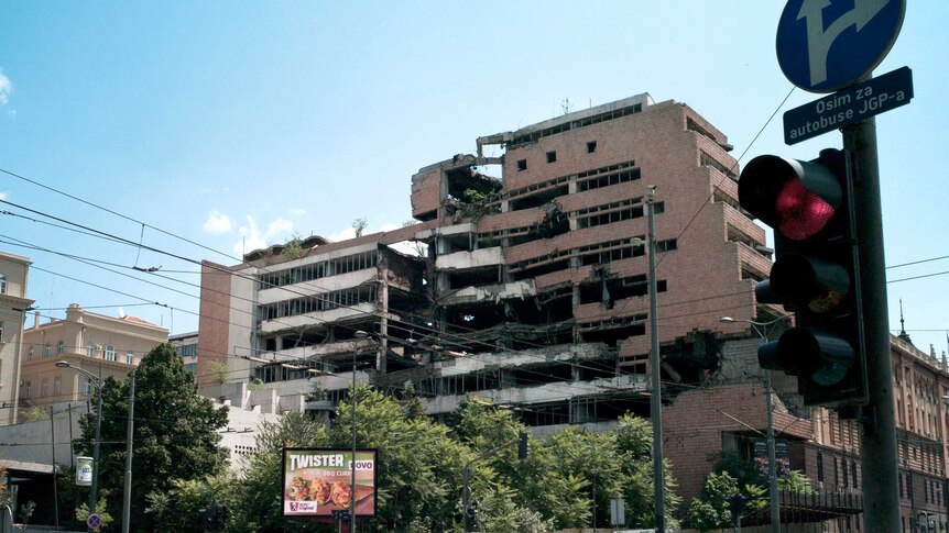The ruins of the Serbian Ministry of Defence in Belgrade.
