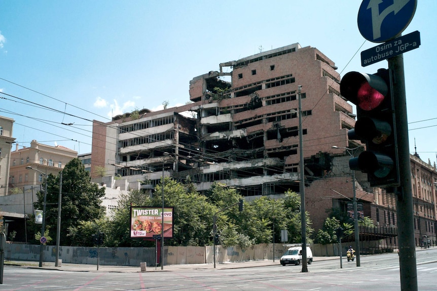 The ruins of the Serbian Ministry of Defence in Belgrade.