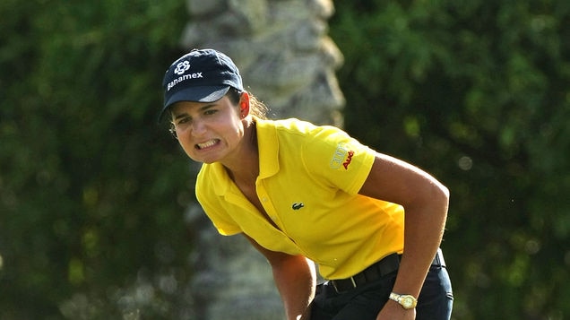 Lorena Ochoa reacts to a putt