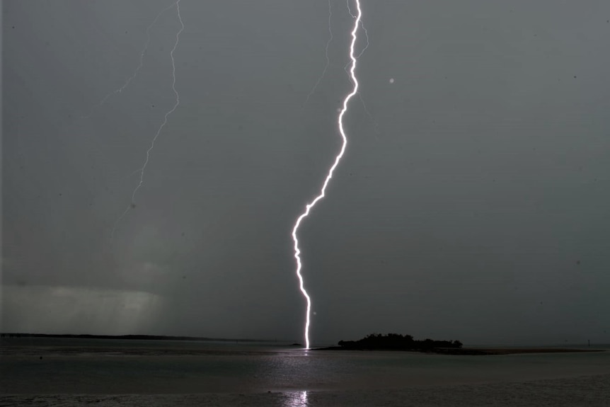 A single bolt of lightning. 