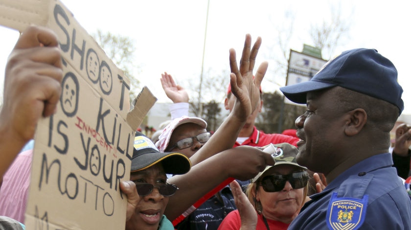Rubber bullets and water cannons have been used to disperse the striking state workers.