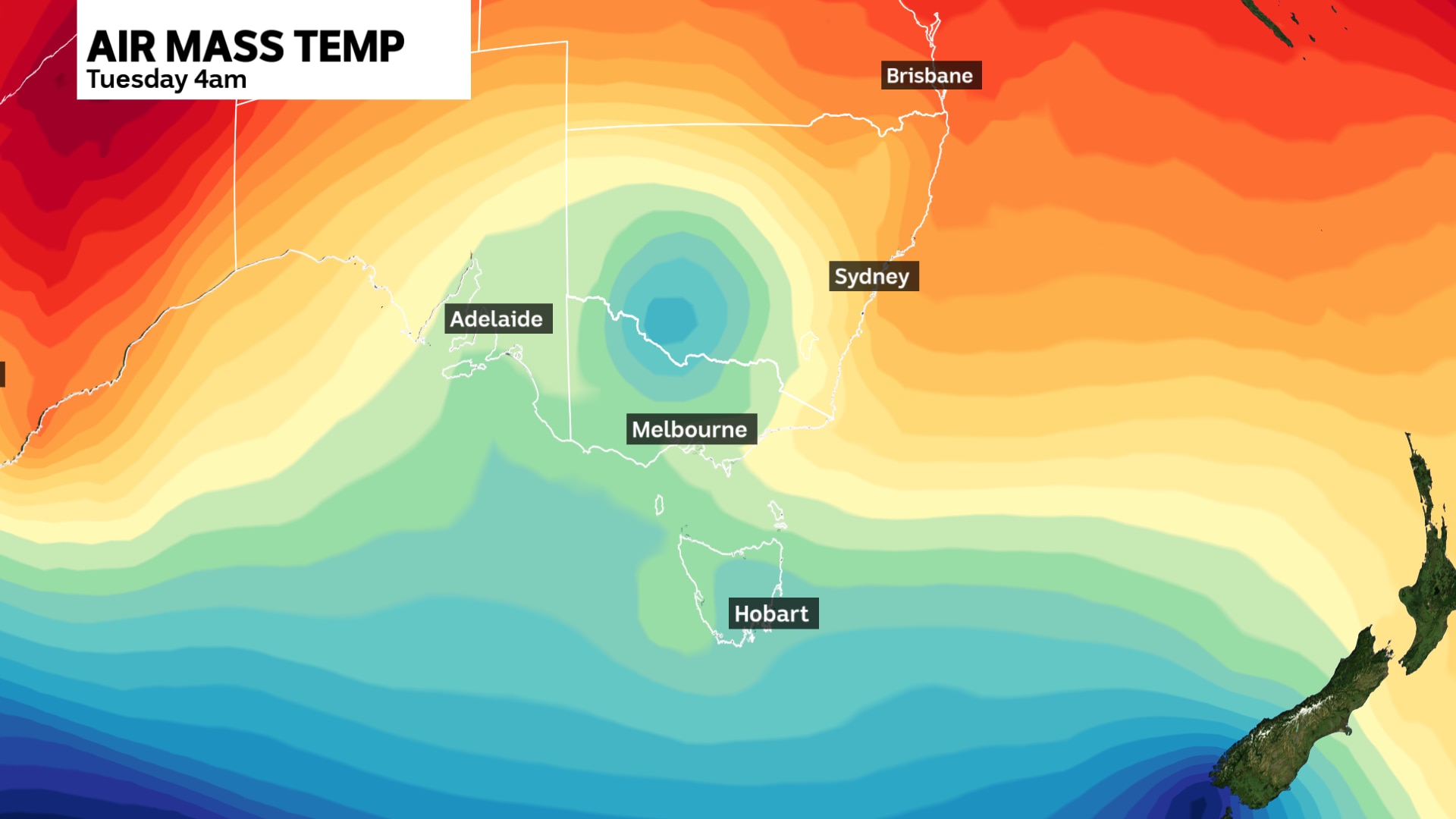 a graph of southeast australia shows a pool of cold polar air sweeping across