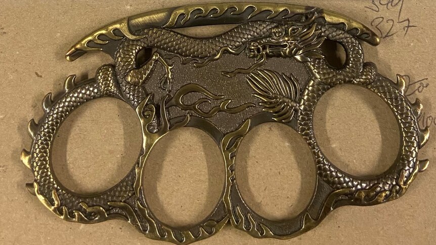 An image of a confiscated knuckle duster.