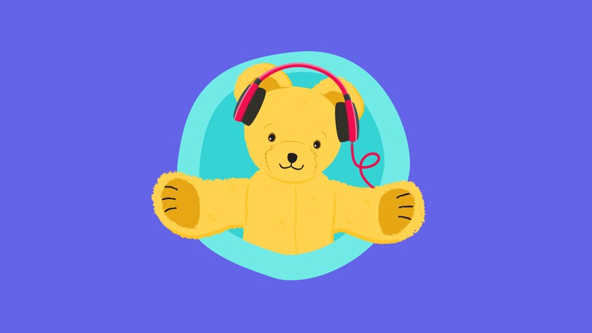 Big Ted with headphones on