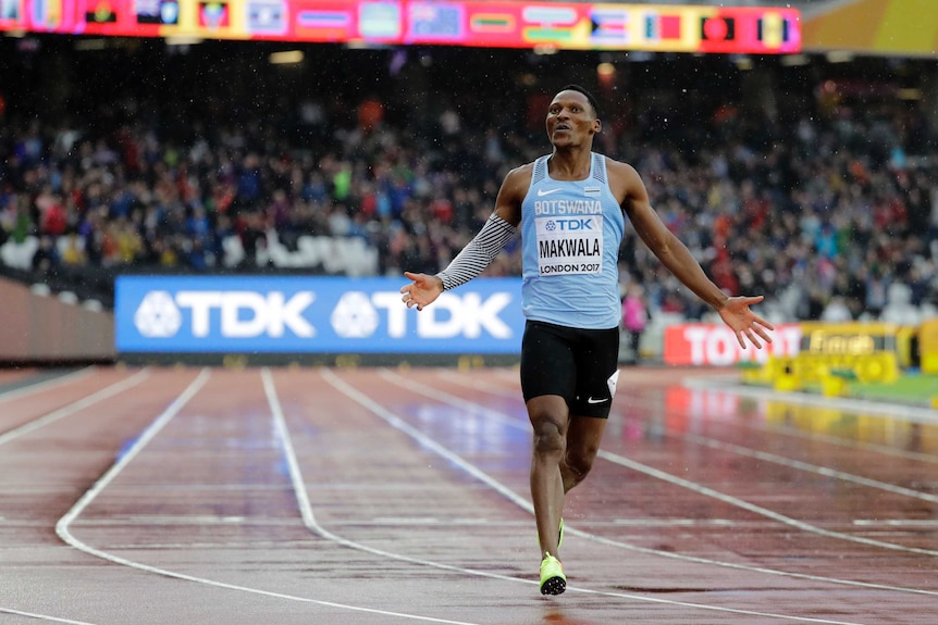 Botswana's Isaac Makwala after a Men's 200m individual time trial at the world athletics titles.