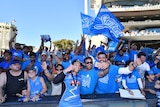 Adelaide Strikers' Alex Carey celebrates with supporters after winning the Big Bash League final.