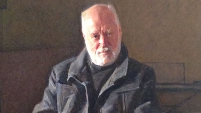 Robert Hannaford's Archibald entry portrait “Phillip Adams”.