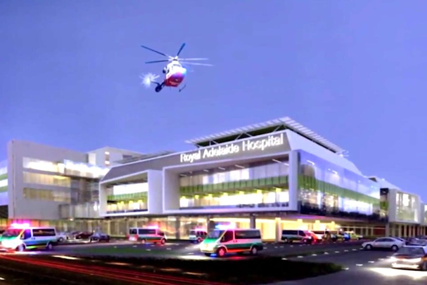 Artist impression new RAH and helicopter landing