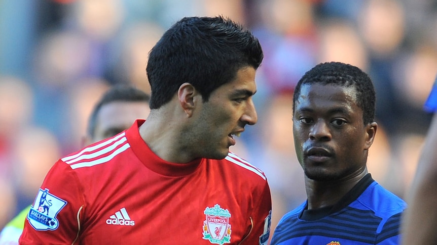 Luis Suarez and Patrice Evra exchanging words