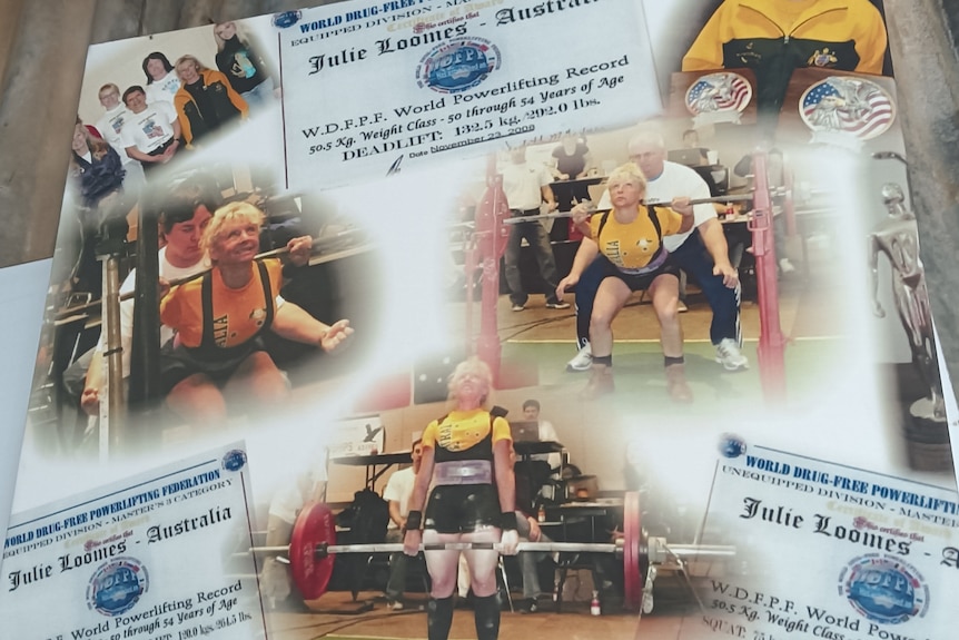 A certificate showing Julie Loomes as a powerlifter.