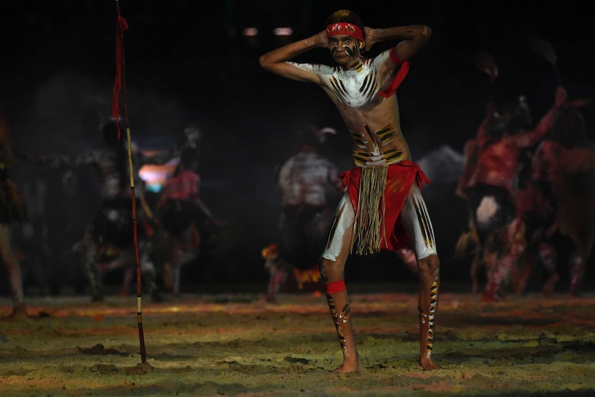 A traditional smoking ceremony is held during the Opening Ceremony of the XXI Commonwealth Games.