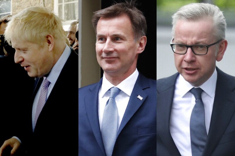 A composite image showing Boris Johnson, Jeremy Hunt and Michael Gove.