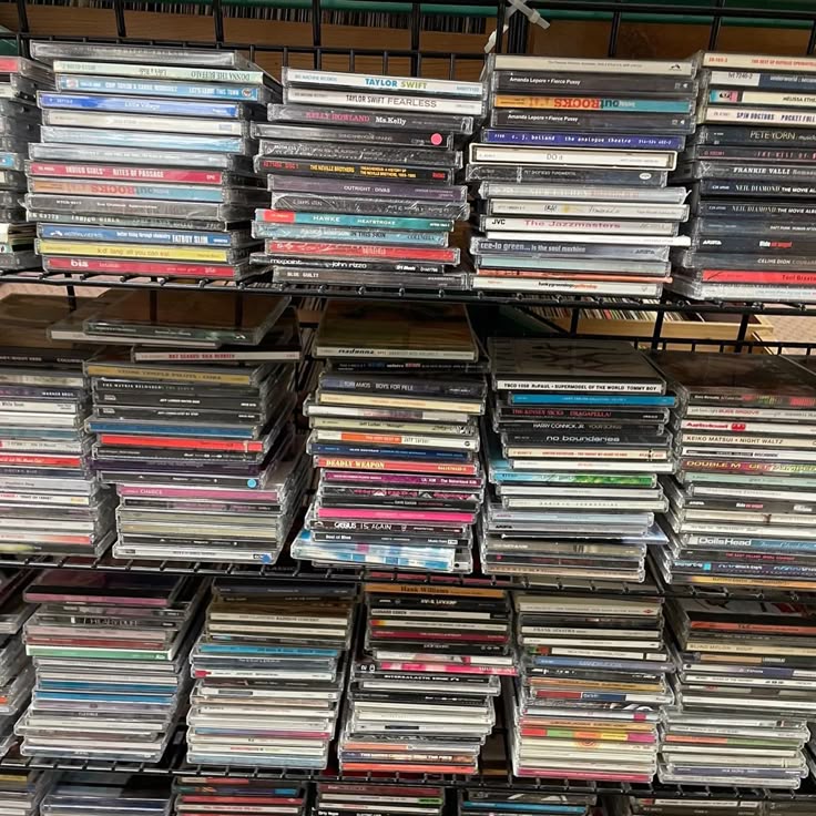 Stacks of CDs piled on top of each other