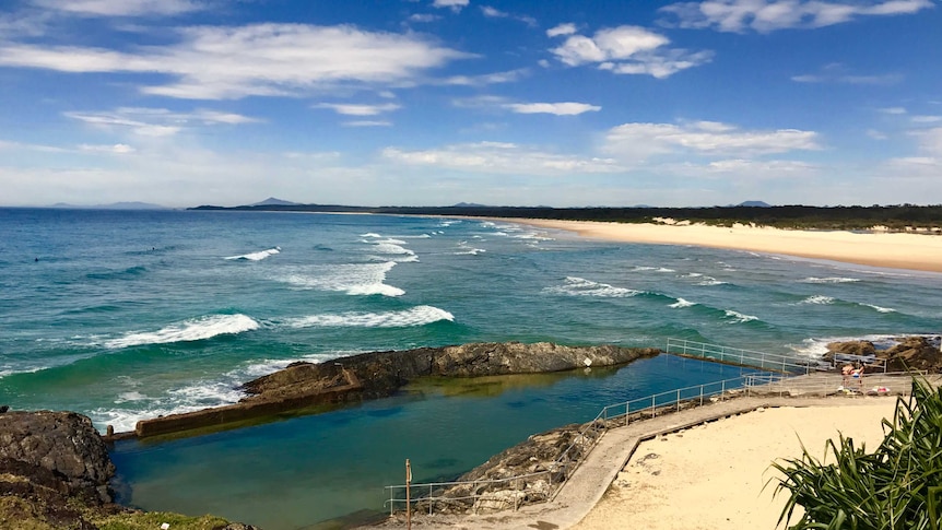 A view of the Sawtell ocean pool from the headland.