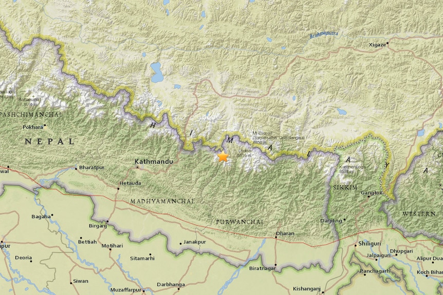 The site of the magnitude of 5.4 earthquake in Nepal.