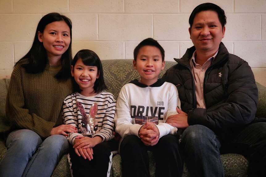 Jacky Pham and family in Hobart house with family, May, 2020.