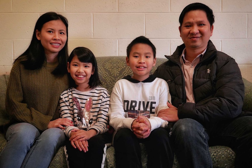 Jacky Pham and family in Hobart house with family, May, 2020.