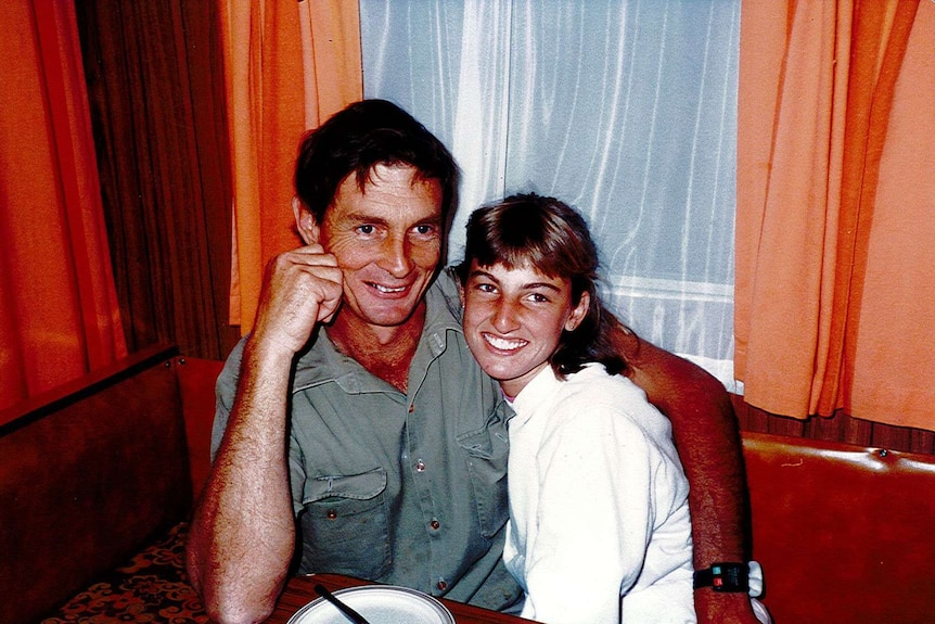 Caroline Greenaway as a teenager with her father Geoffrey Keam