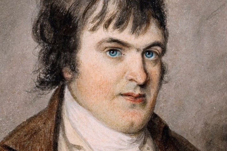 A painted portrait of a male.