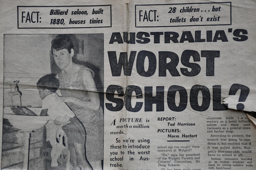 A news article from 1968 with the headline "Australia's Worst School?"