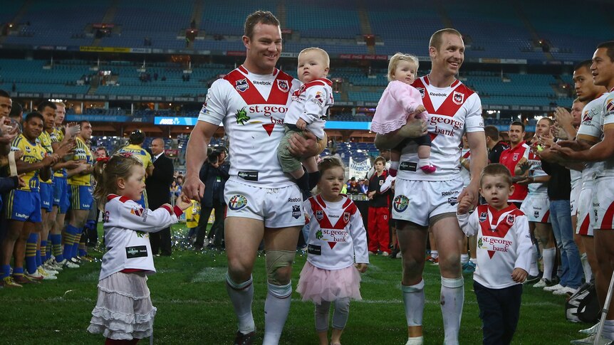 Fond farewell ... Dean Young and Ben Hornby take a lap of honour