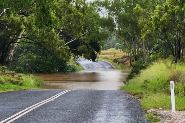 A road with floodwaters over it