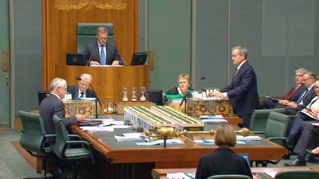 Opposition Leader Bill Shorten addresses House of Representatives during Question Time