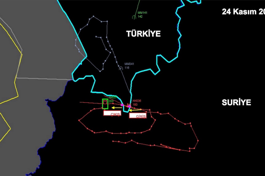Russian jet on Turkish radar
