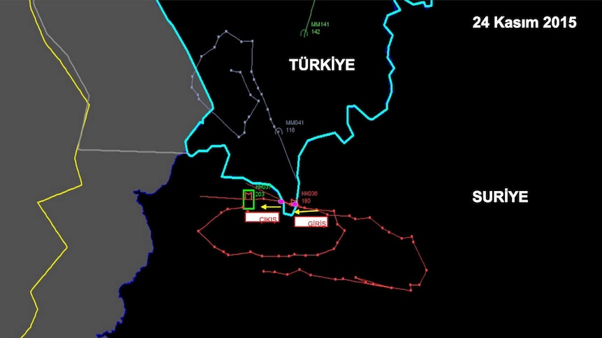 Russian jet on Turkish radar