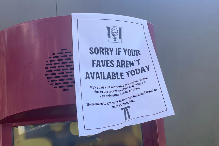 A sign that says sorry if your faves aren't available today on a drive through speaker