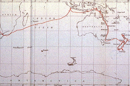 Map of the Endeavour voyage as taken by Sir Joseph Banks, Captain James Cook and crew