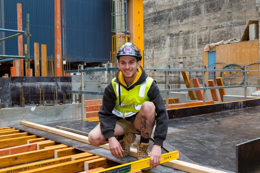 Brock Heathcote on a construction site.