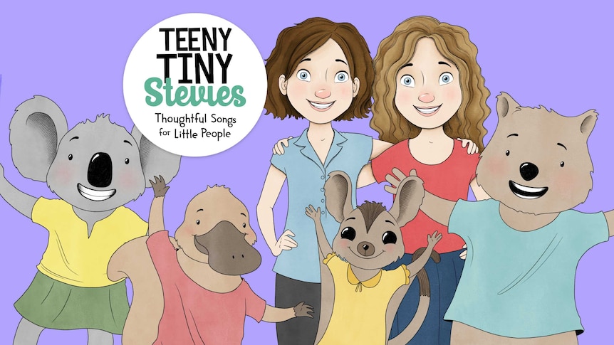 Animated image of the animal and human characters in the children's series Teeny Tiny Steview