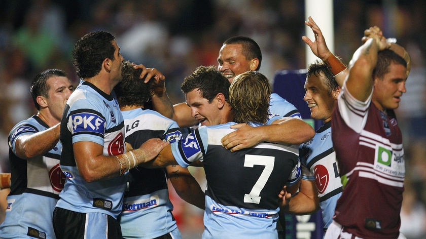 First-round victors... the Sharks came away from the intimidating Brookvale Oval with two points.