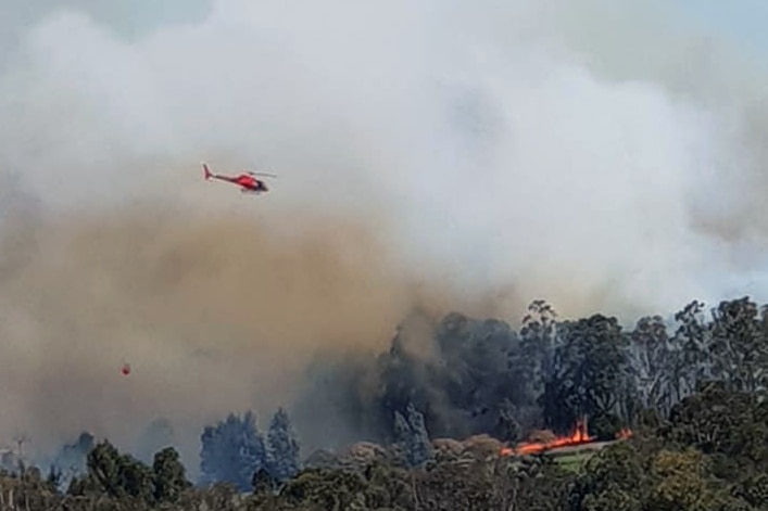 A waterbomber being used at a fire near Snug