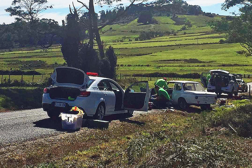 Targa competitor crashes in the Tamar Valley