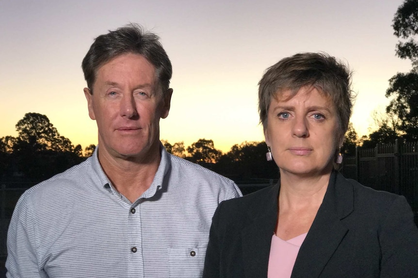 Portrait of Logan City councillors, Darren Power and Lisa Bradley, at dusk. June 2017