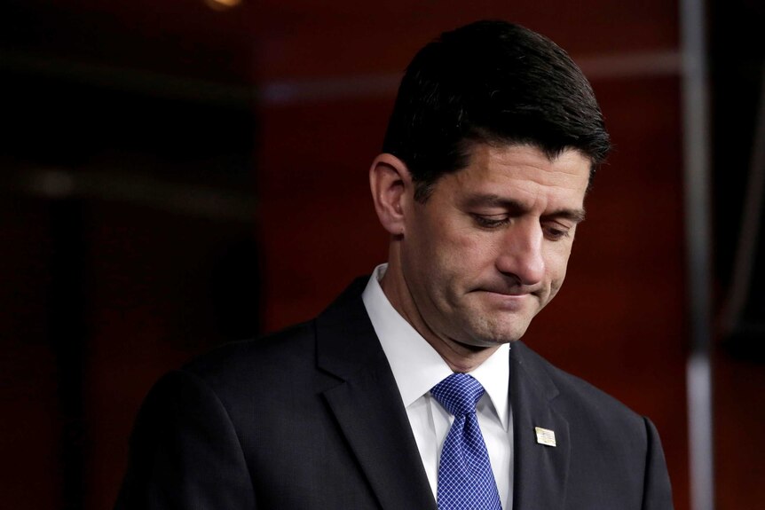 US House Speaker Paul Ryan speaks during his weekly news conference