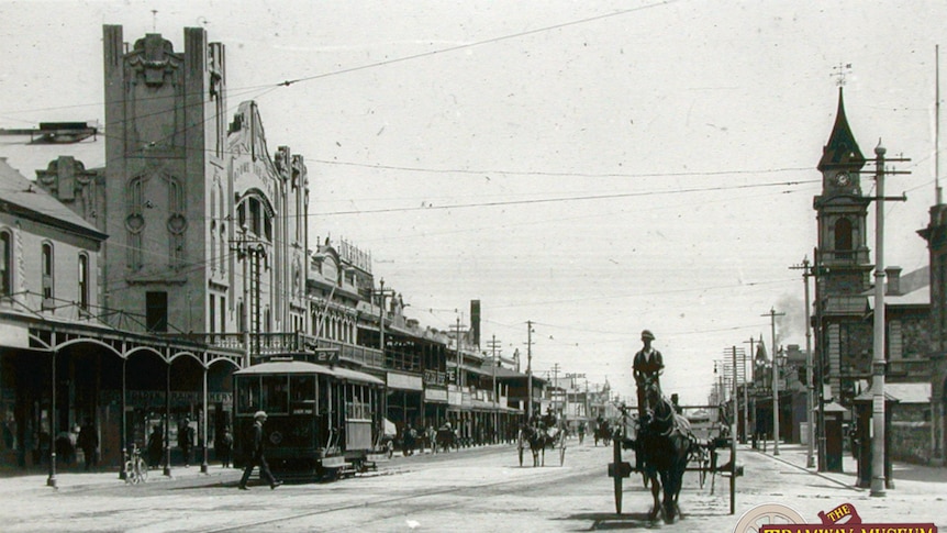 A 1920s tram on St Vincent Street, Port Adelaide