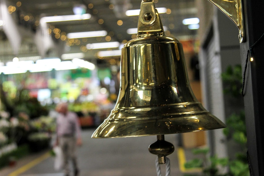 A large brass bell.