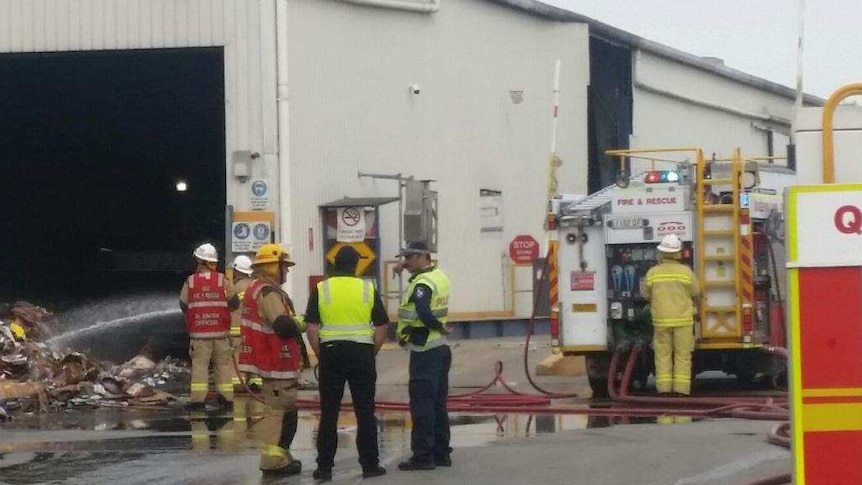 Fire crews at factory fire in Rocklea, Brisbane