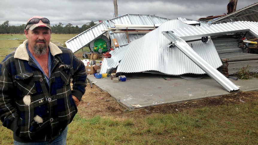 Destroyed storage shed at Bony Mountain in the wake of destructive storm.