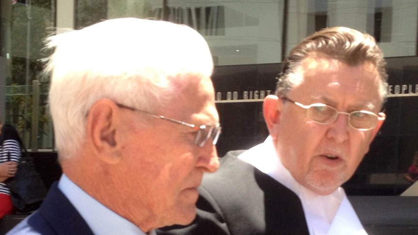 Elderly driver Ronald Weston with his lawyer outside court
