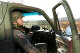 A member of the US National Guard patrols the Arizona-Mexico border in Sasabe, Arizona.