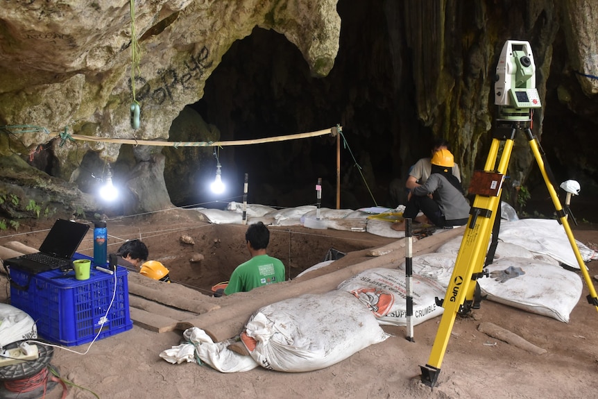 A square pit in a cave