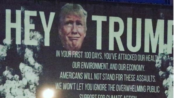 Activist Robin Pell's projection in Harrisburg.